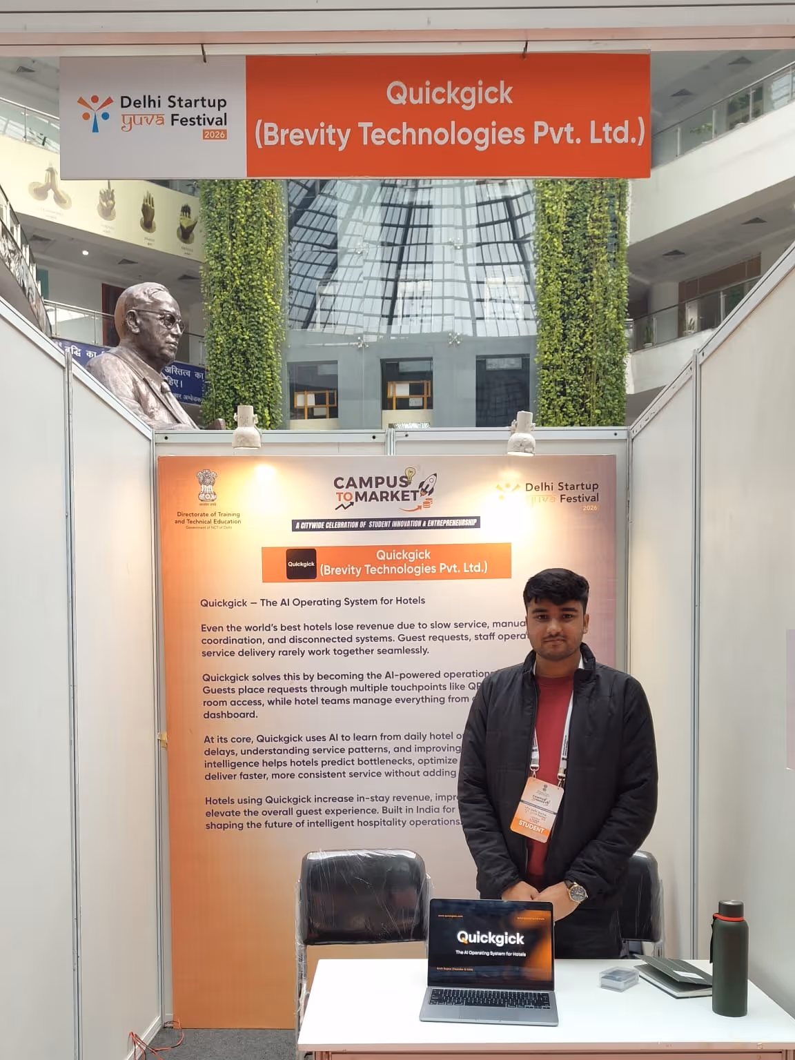 The Quickgick team at their stall, Delhi Startup Yuva Festival 2026
